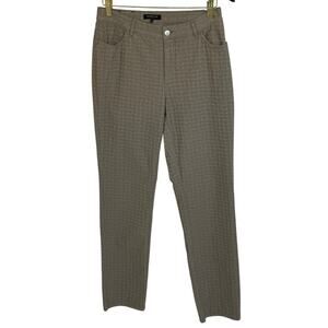 Lafayette 148 New York Reptile Embossed Straight Leg Pants Taupe Gray 8